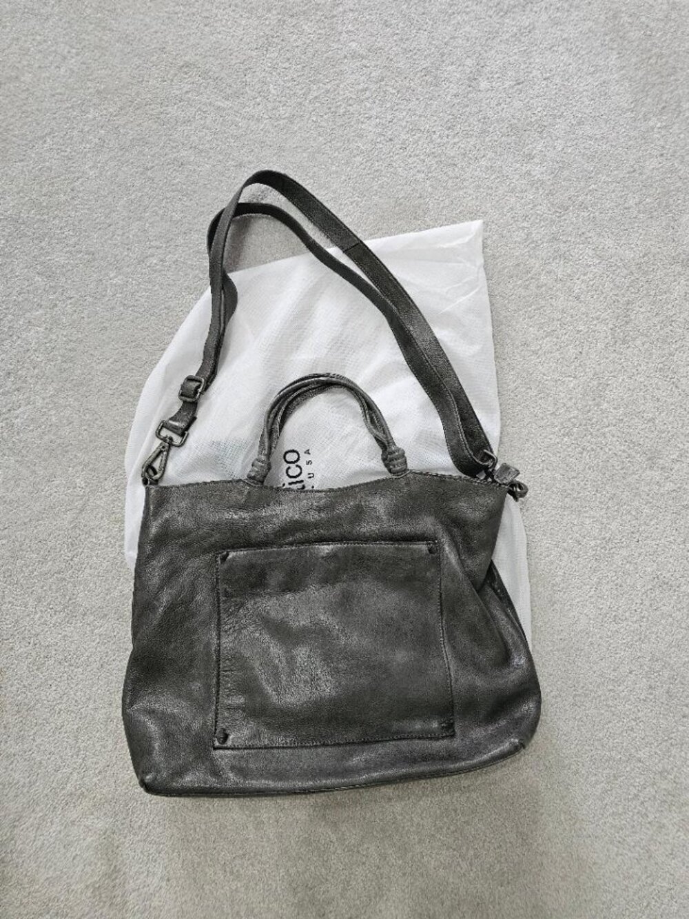 Latico Leathers Nolan Leather Gray Charcoal tote crossbody bag